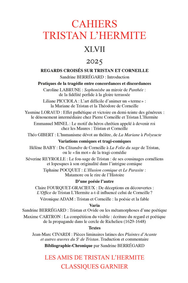 Cahiers Tristan L'Hermite 2025, n° XLVII